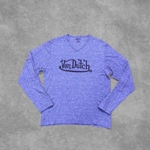 Von Dutch Heathered Blue Long Sleeve Tee